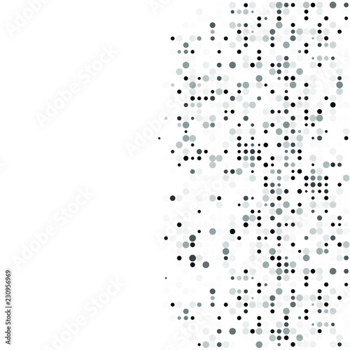 Grey White Background. Circles background. Random Dots. Grey and White shades. Grey background for your design. Digital. Mosaic effect. Halftone vector.