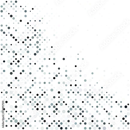 Grey White Background. Circles background. Random Dots. Grey and White shades. Grey background for your design. Digital. Mosaic effect. Halftone vector.