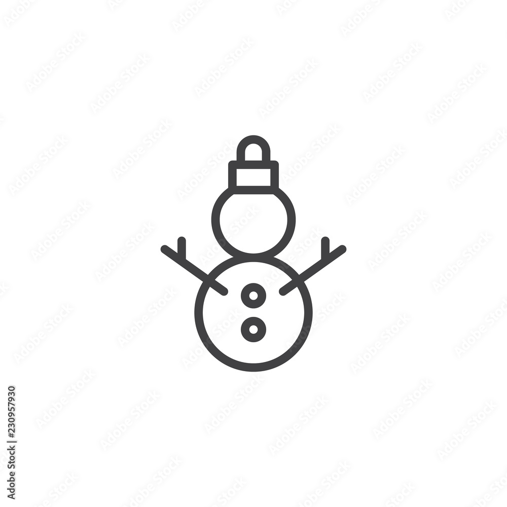 Christmas Snowman toy outline icon. linear style sign for mobile concept and web design. Xmas bauble simple line vector icon. Symbol, logo illustration. Pixel perfect vector graphics Christmas Snowman toy outline icon. linear style sign for mobile concept and web design. Xmas bauble simple line vector icon. Symbol, logo illustration. Pixel perfect vector graphics