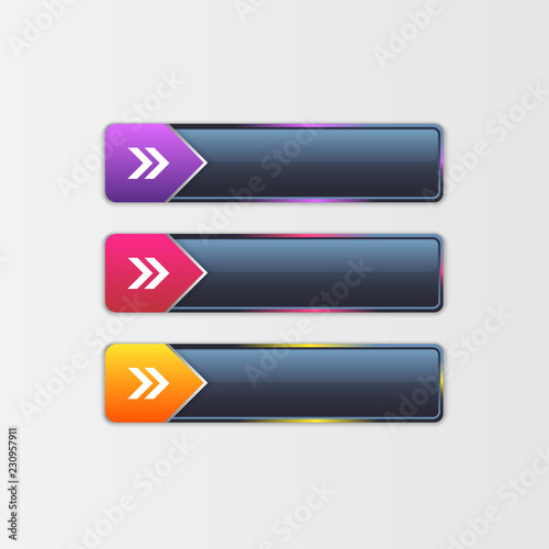 3 rounded rectangular buttons For Decoration Website The look is stylish and beautiful.