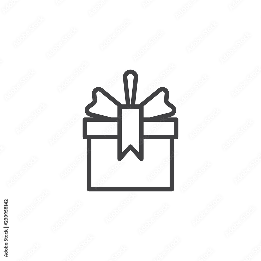 Christmas gift box bauble outline icon. linear style sign for mobile  concept and web design. Xmas toy simple line vector icon. Symbol, logo  illustration. Pixel perfect vector graphics vector de Stock