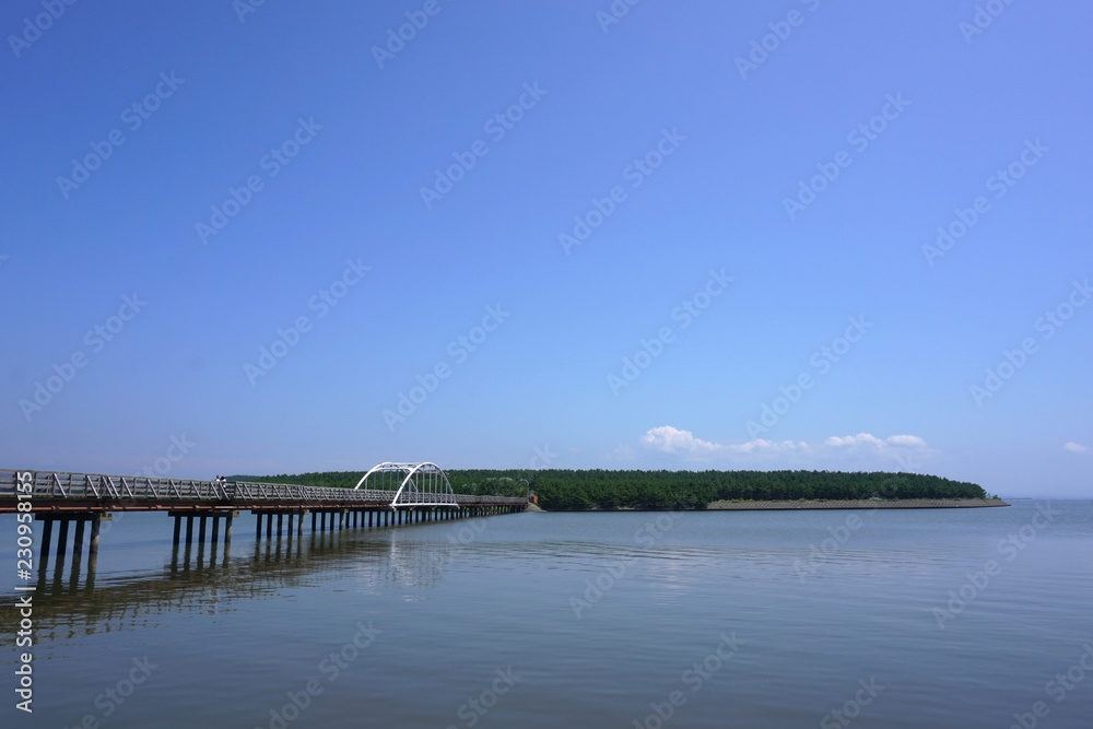 A big bridge over the jusan lake in Aomori prefecture.