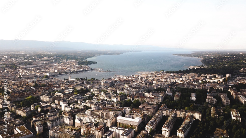 Drone view of Geneva Switzerland