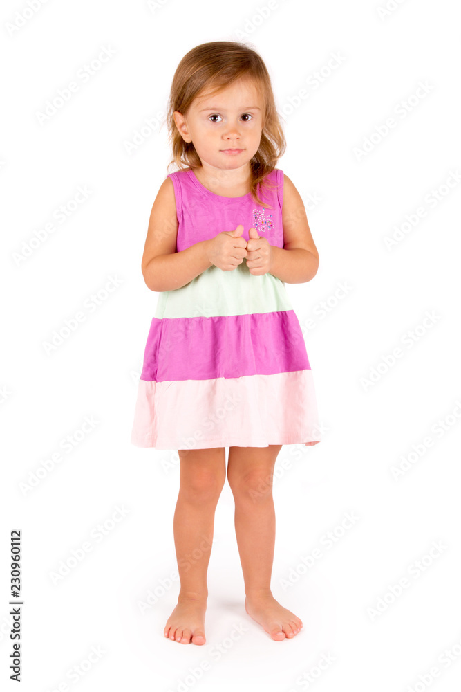 Little cute girl on white background Little cute girl on white background
