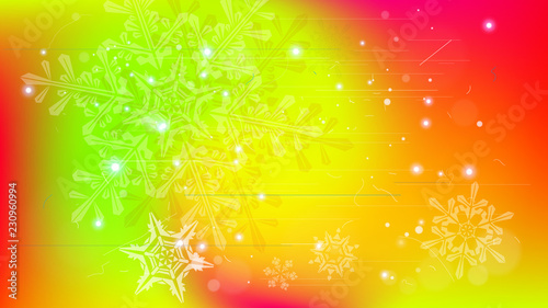 Snowflakes and festive lights - vector background with beautiful snowflakes that merrily shine and shimmer in color space