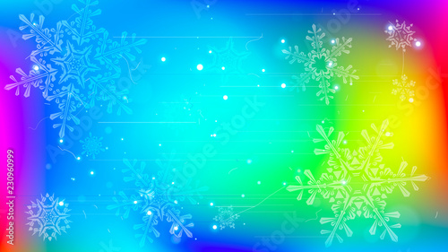 Snowflakes and festive lights - vector background with beautiful snowflakes that merrily shine and shimmer in color space