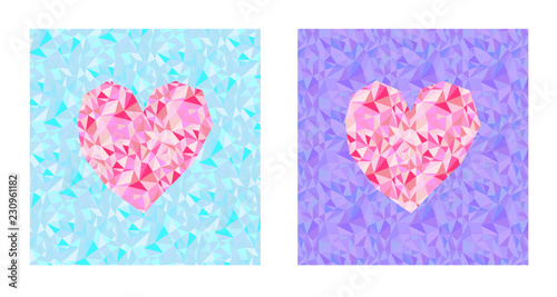 Set of two valentine cards - light blue and purple