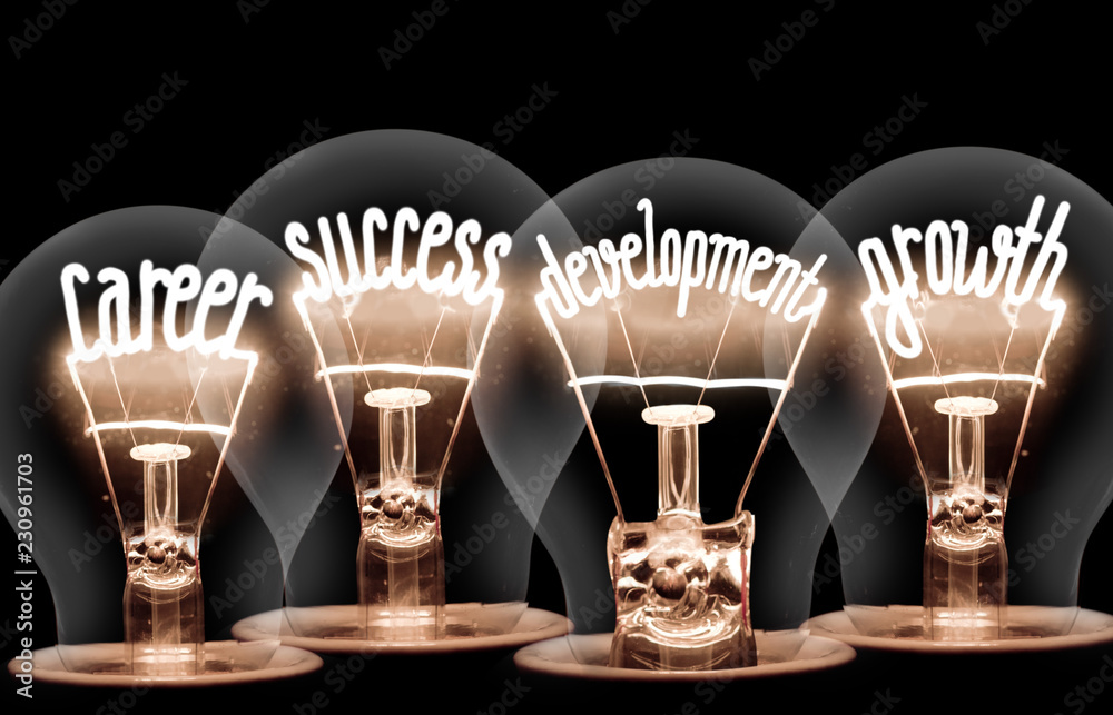 Light bulbs concept Career, Success, Development, Growth Stock Photo