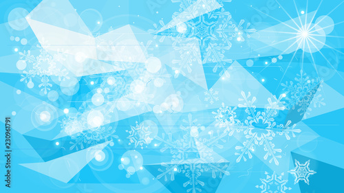 Snowflakes and festive lights - vector background with beautiful snowflakes that merrily shine and shimmer in color space