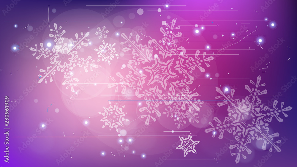 Snowflakes and festive lights - vector background with beautiful snowflakes that merrily shine and shimmer in color space Snowflakes and festive lights - vector background with beautiful snowflakes that merrily shine and shimmer in color space