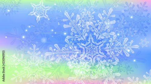 Snowflakes and festive lights - vector background with beautiful snowflakes that merrily shine and shimmer in color space
