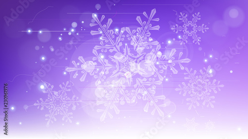 Snowflakes and festive lights - vector background with beautiful snowflakes that merrily shine and shimmer in color space