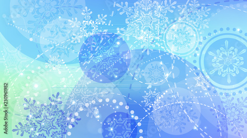 Snowflakes and festive lights - vector background with beautiful snowflakes that merrily shine and shimmer in color space