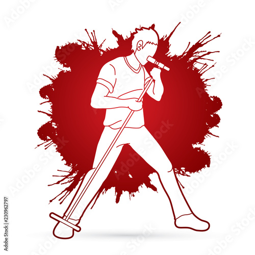 Singer sing a song Music band graphic vector