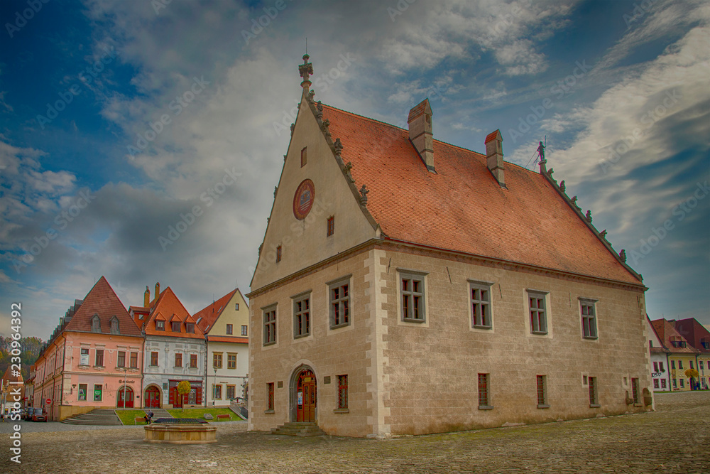 Naklejka premium Historic old square in Unesco town Bardejov, Slovakia