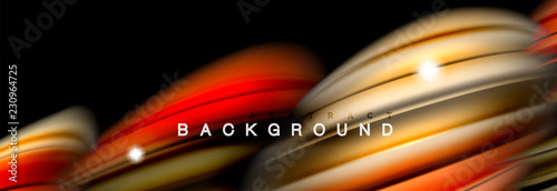 Mixing color waves on black, liquid flowing shapes