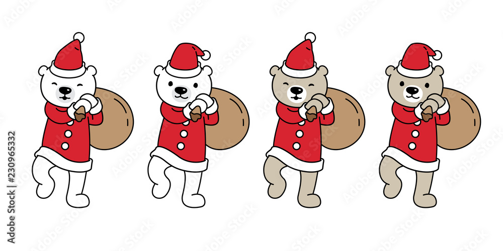 Bear vector Christmas polar bear Santa Claus gift cartoon character icon illustration logo Bear vector Christmas polar bear Santa Claus gift cartoon character icon illustration logo
