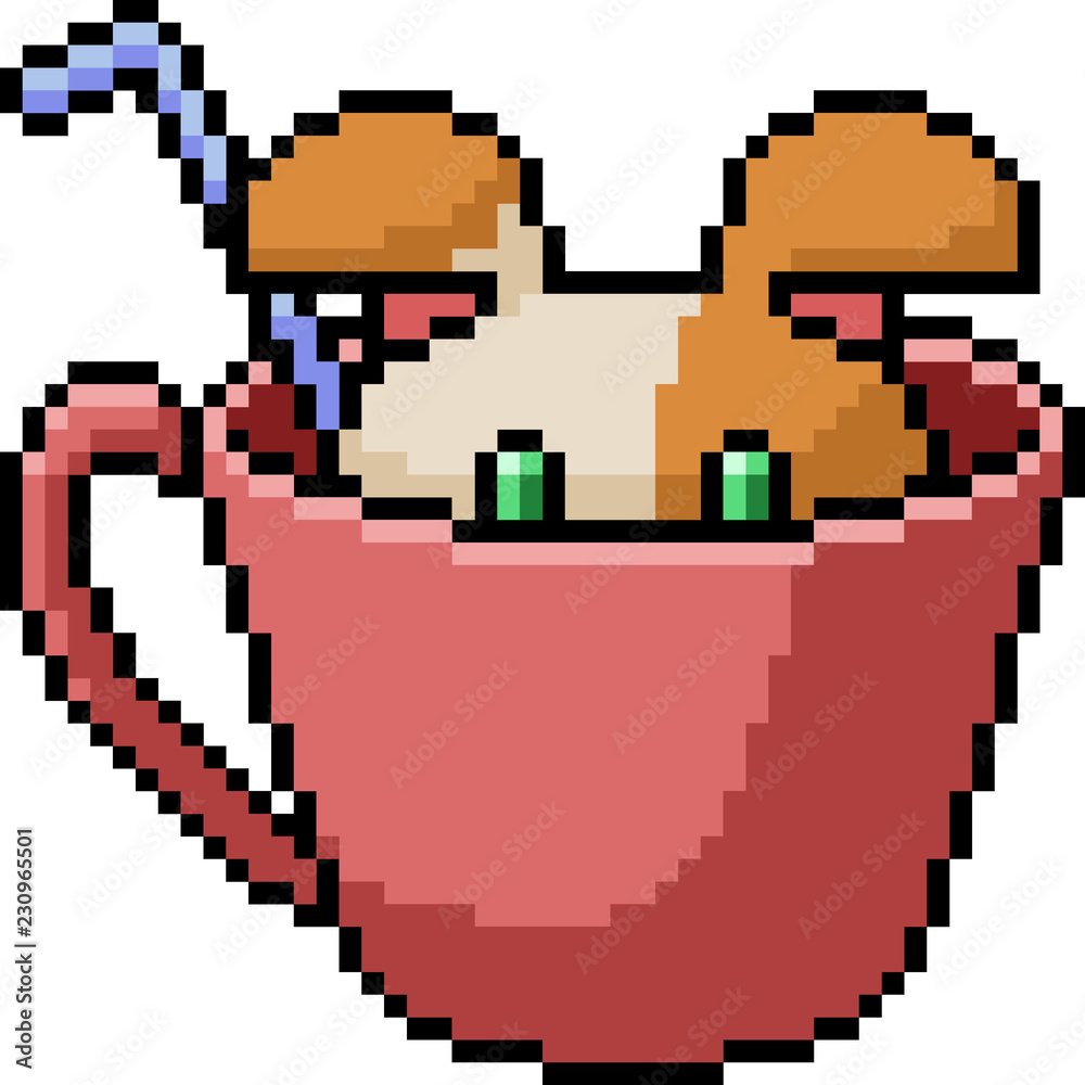 Fototapeta premium vector pixel art pet in cup