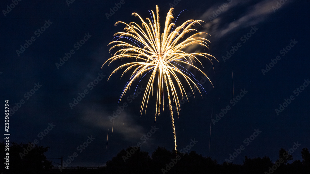 Colorful bavarian fireworks at Landau - Isar - Bavaria - Germany