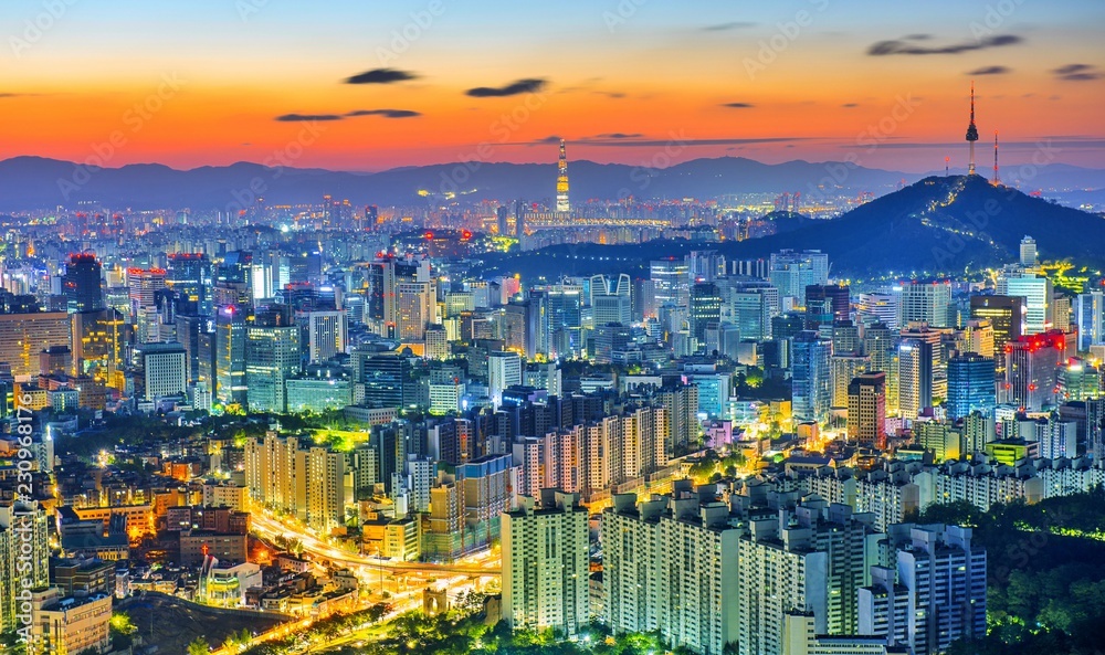 Twilight sky at seoul city south Korea