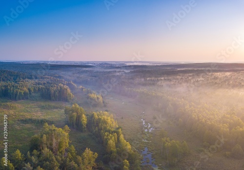 Beautiful foggy polish landscape photographed from drone © milosz_g