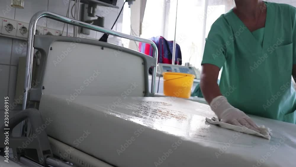 custom made wallpaper toronto digitaltreatment of medical disinfection bed. doctor or nurse cleans the patient's bed. concept of pandemic, coronavirus, virus, disinfection, panic.