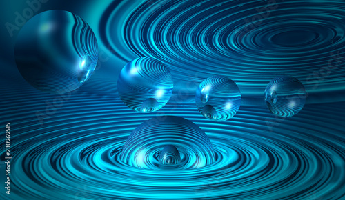 futuristic droplets with water ripples 