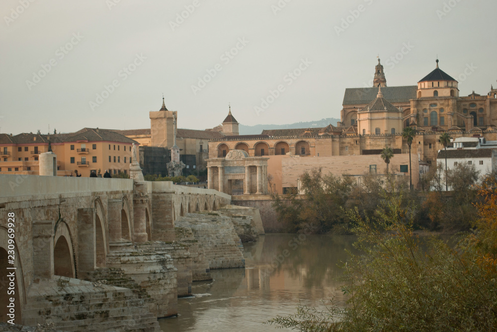 the Roman bridge over the Guadalquivir river in the city of Cordoba in Andalusia Spain
