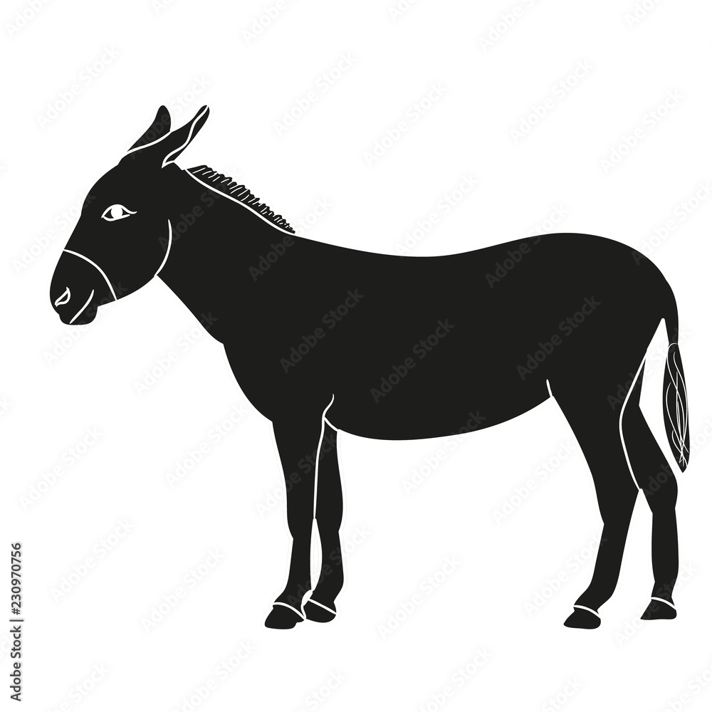 silhouette of a donkey, black