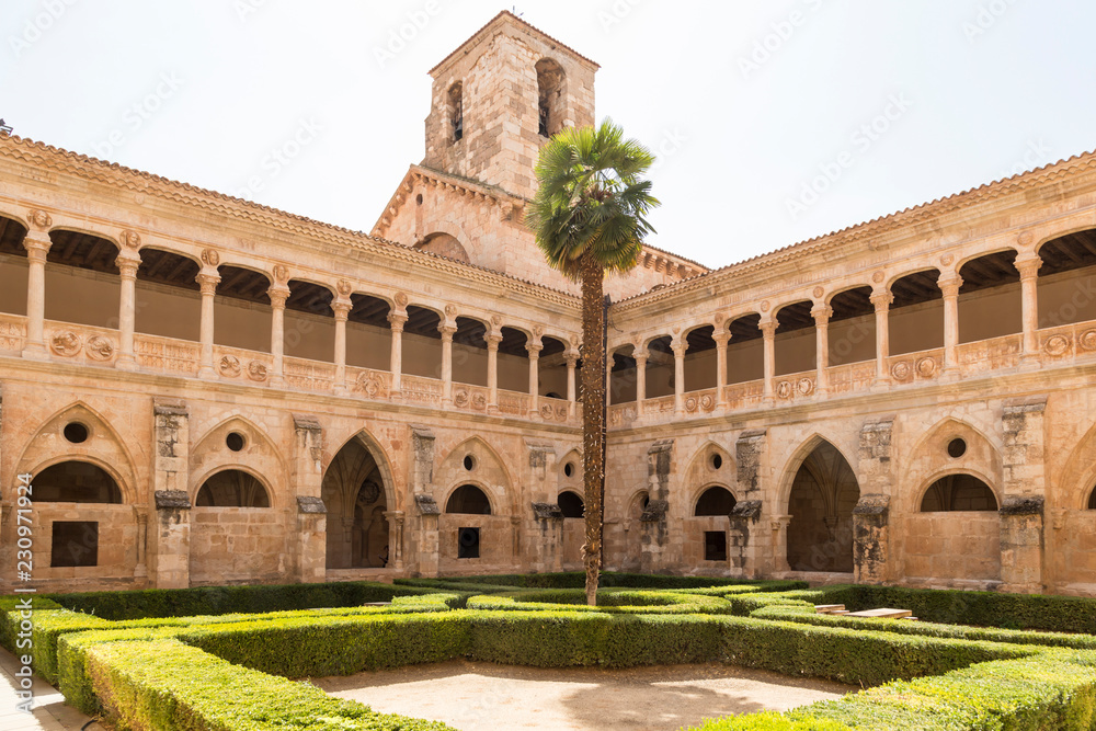 gothic-plateresque cloister of the Cistercian Monastery of Santa María de Huerta, Soria, Castilla, Spain