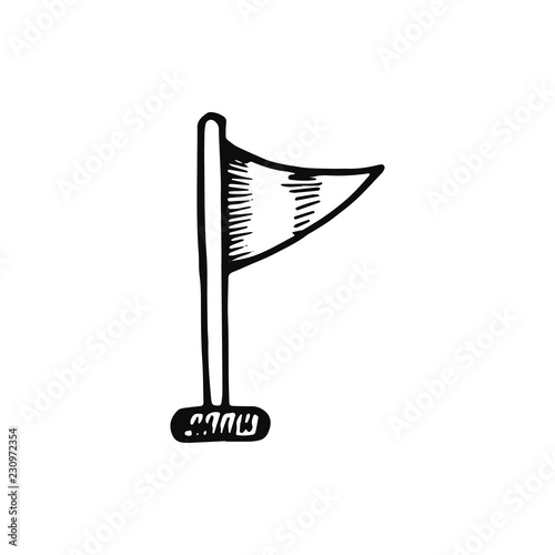 flag icon. isolated object sketch black on white background