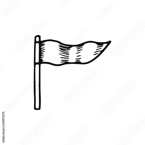 flag icon. isolated object sketch black on white background