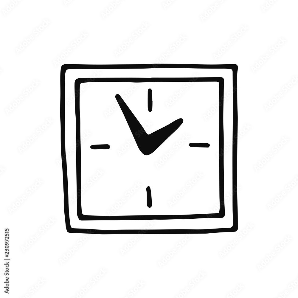 clock icon. isolated object sketch black on white background clock icon. isolated object sketch black on white background