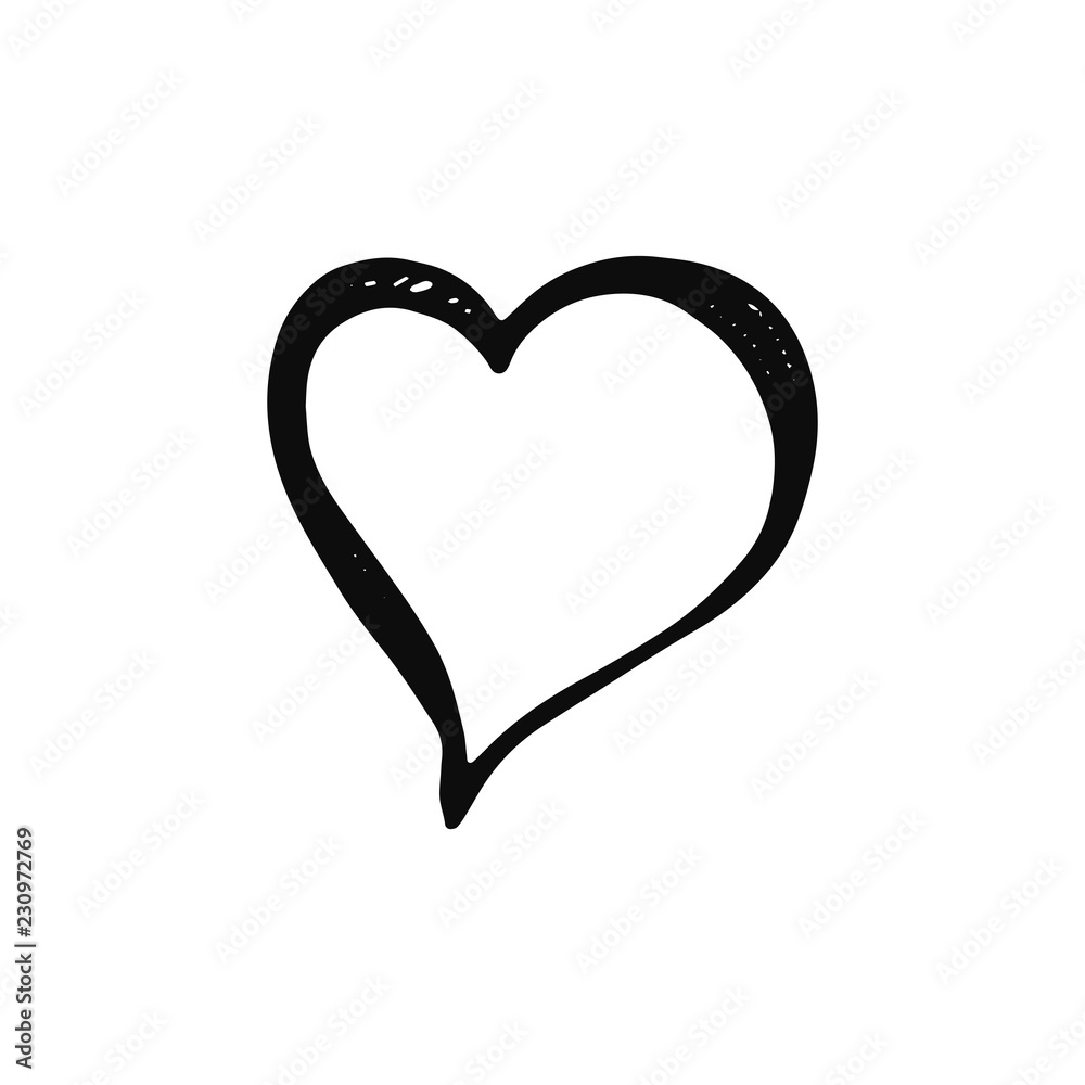 heart icon. isolated object sketch black on white background