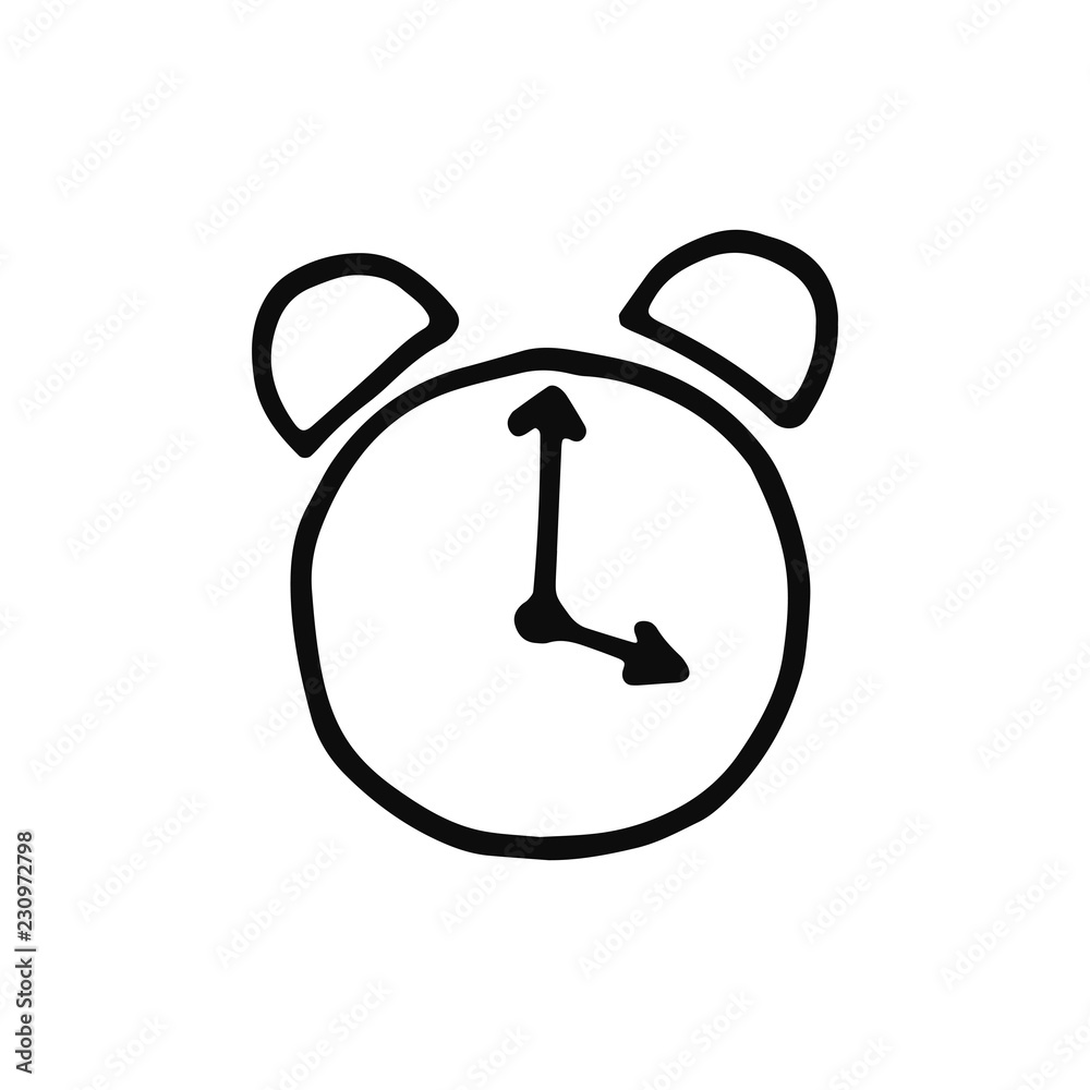 clock icon. isolated object sketch black on white background clock icon. isolated object sketch black on white background