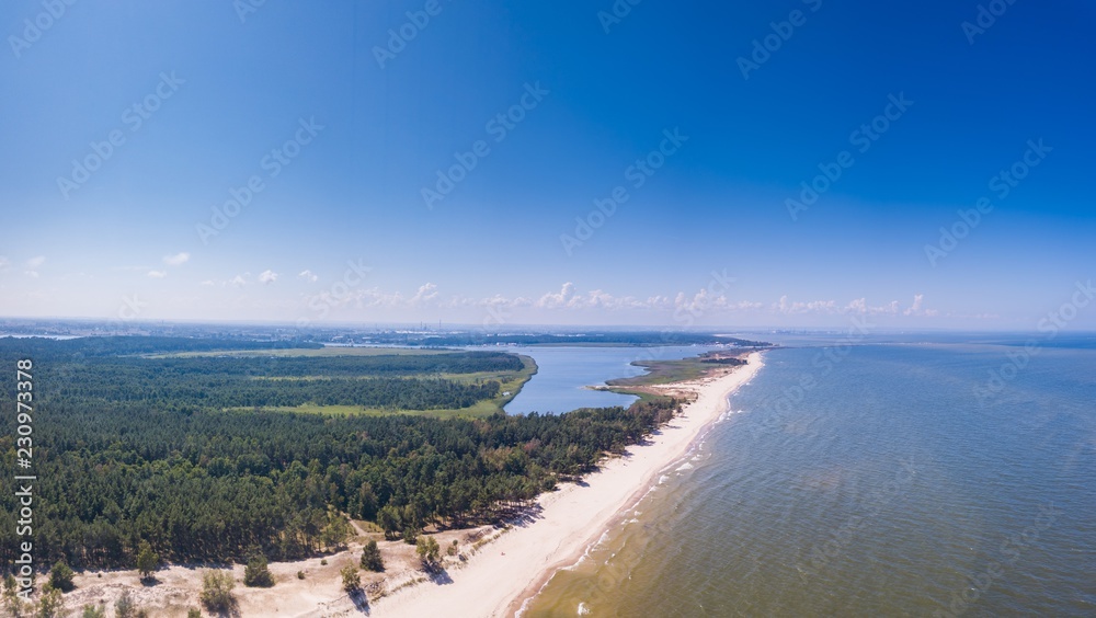 Baltic beach from above. Drone photography.