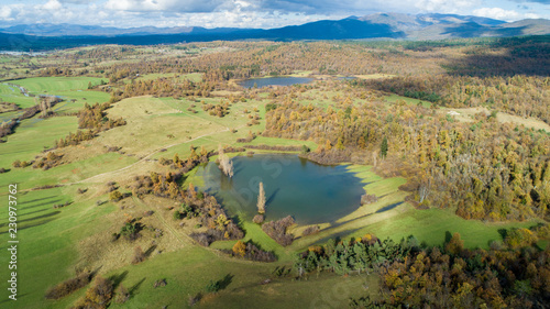 Pivka intermittent lakes (Pivška Jezera; Jezera Pivke) are hydrologic phenomena in Slovenia. A group of 17 lakes inundates karst depressions during high water levels in late autumn and again in spring © Stepo