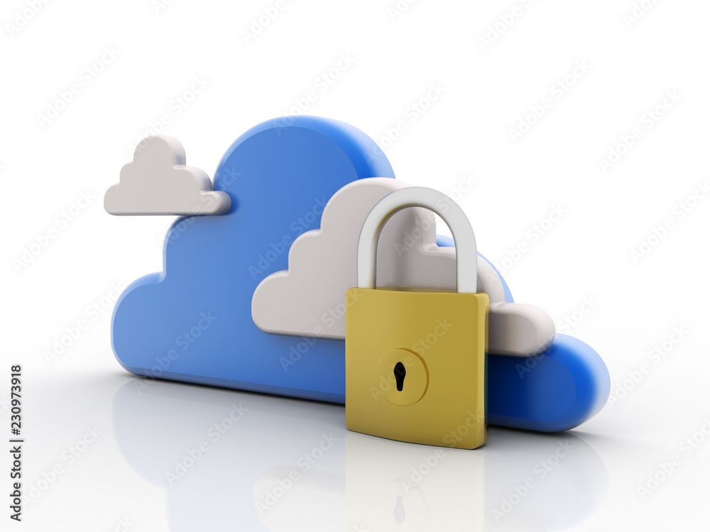 3d rendering Cloud computing, security 3d rendering Cloud computing, security