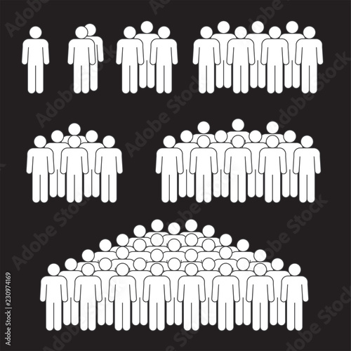 Man crowd on black background icons