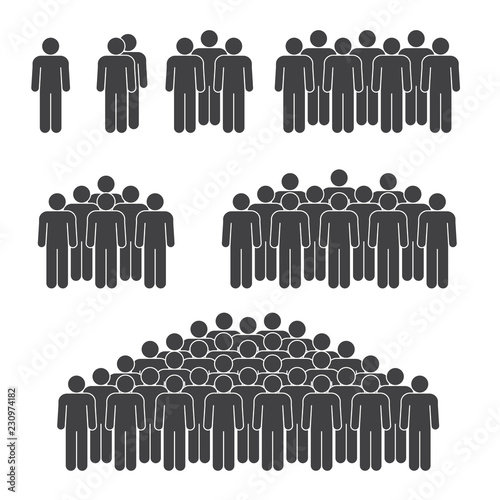 Man crowd on white background icons