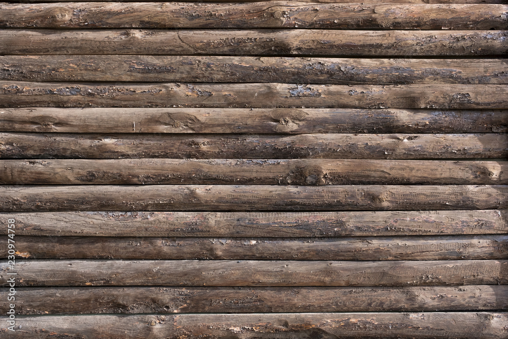 Wooden board wall texture background. Raw wood log wall background. Wooden board wall texture background. Raw wood log wall background.