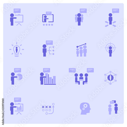 Business management, business training, business strategy and human resources icon set  