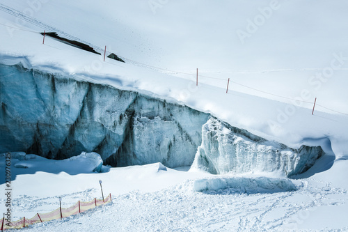 Ice wall in the alps mountains Austria. Near the ski resort Pitztaler Gletscher photo