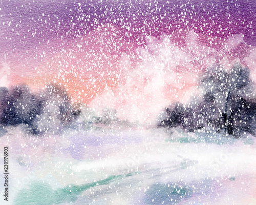 Background with winter landscape