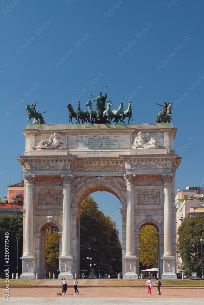 Triumphal arch (Arco della Pace). Milan, Italy