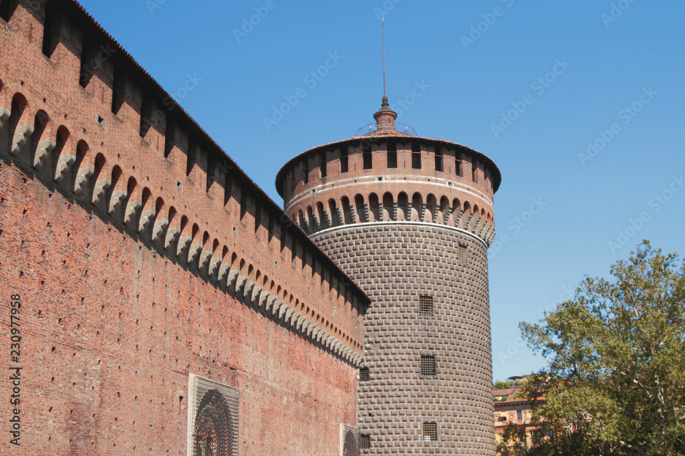 Sforza castle , Carmine tower. Milan, Lombardy, Italy