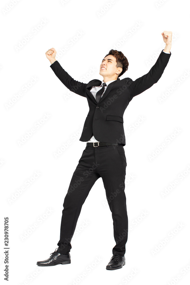 Full Length Portrait of Businessman celebrating success Full Length Portrait of Businessman celebrating success