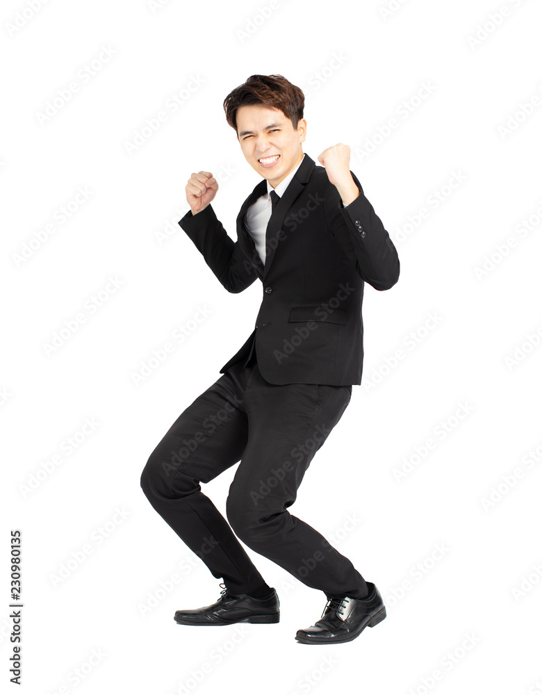 Businessman celebrating success and dancing Businessman celebrating success and dancing