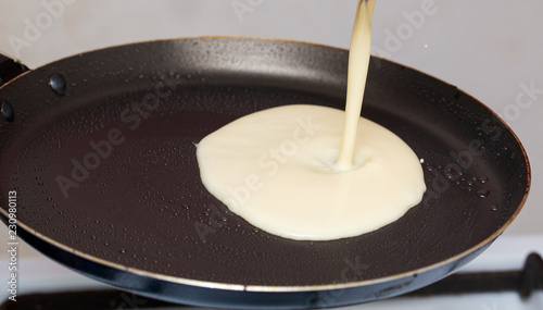 Pancakes from dough fried in a pan