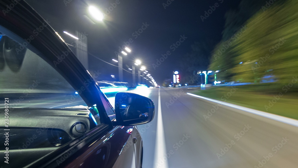 Drivelapse from Side of Car moving on a night highway timelapse hyperlapse Drivelapse from Side of Car moving on a night highway timelapse hyperlapse